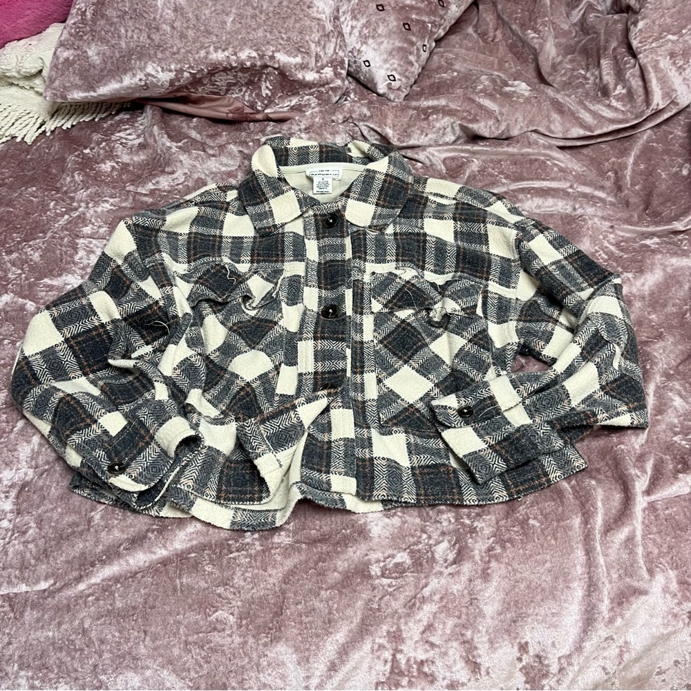 For the Republic plaid cropped fall sweater